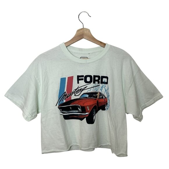 FORD Official Vintage Mustang Crop Top Tee Shirt Size Medium Large Graphic Retro - Picture 2 of 8